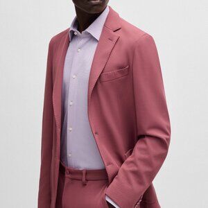 BOSS Hugo Boss Purple Regular-fit shirt in Italian-made stretch jersey 42 16 1/2